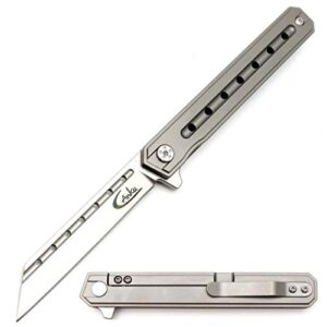 ccanku c225 folding knives d2 steel blade tc4 titanium alloy handle knife camping outdoor edc tool folding knives (gray)