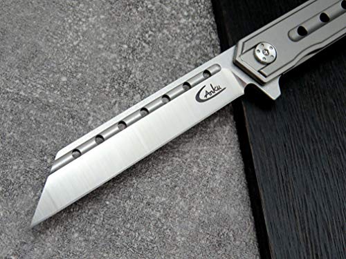 Ccanku C225 Folding Knives D2 Steel Blade TC4 Titanium Alloy Handle Knife Camping Outdoor EDC Tool Folding Knives (Gray)