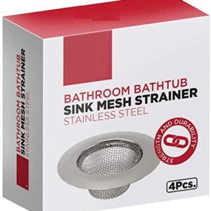 4pcs Bathroom Bathtub Sink Mesh Strainer Stainless Steel (Pack of 4)