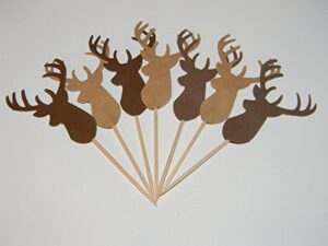 24 shades of brown deer buck head cupcake toppers food picks baby birthday shower christmas party decor