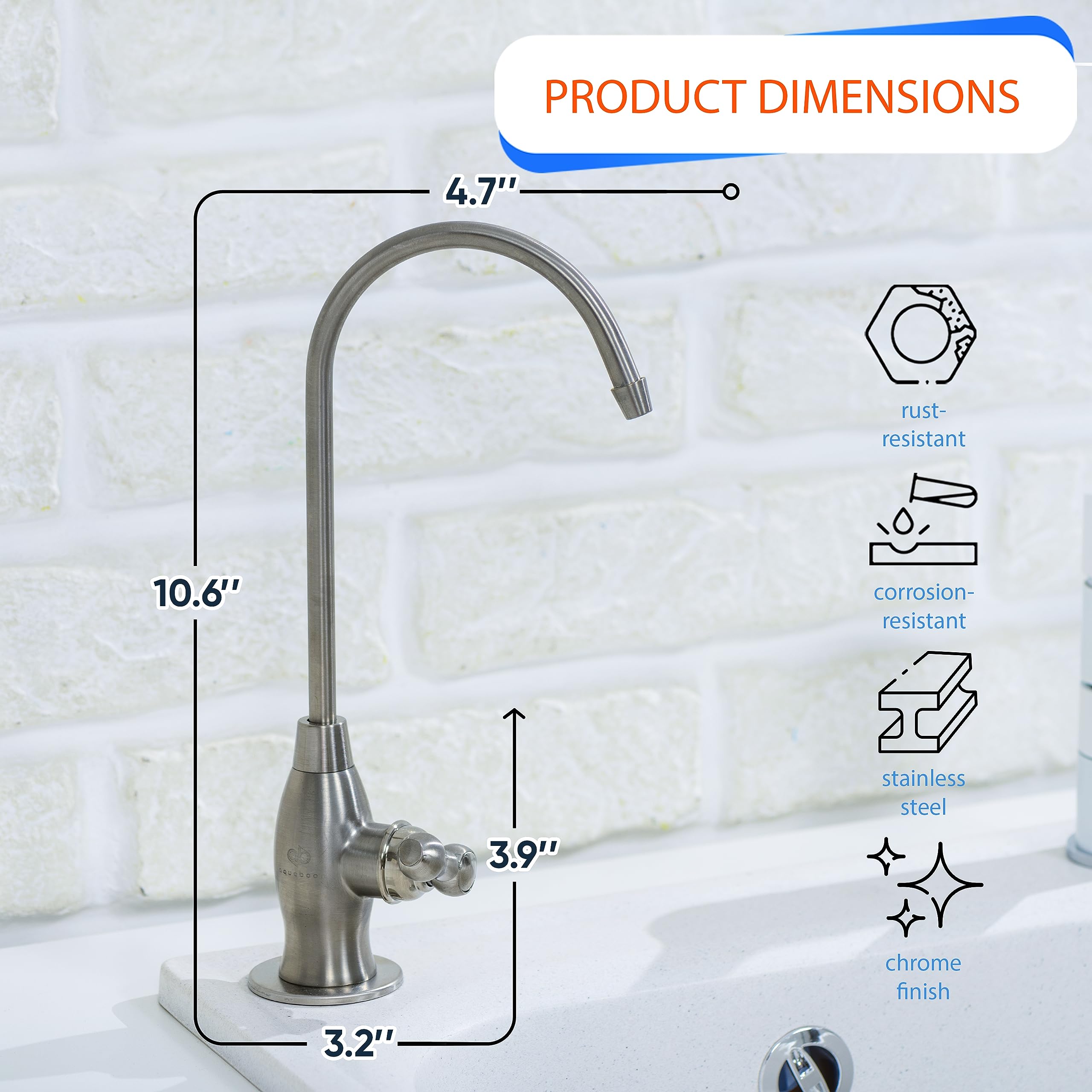 Aquaboon Water Filter Purifier Faucet for Any RO Unit or Water Filtration System (Contemporary, Brushed Nickel)