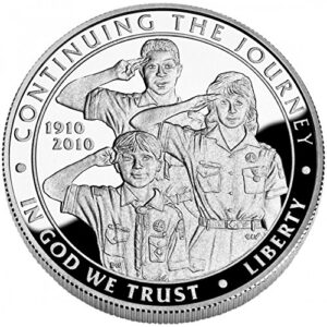2010 p boy scouts centennial silver dollar commemorative us mint proof