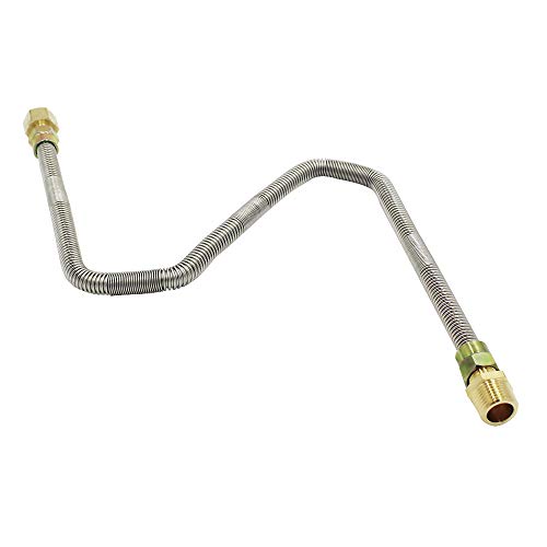 MENSI Non-Whistle 3/8" Female Flre with 1/2" Adapter Flexible Flex Gas Line for LPG and NG Fire Pit Hose Connection Kit in 24" Length