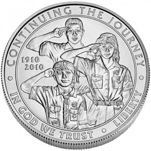 2010 p boy scouts centennial silver dollar commemorative us mint uncirculated