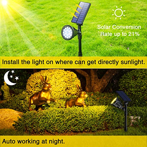 ROSHWEY Solar Spot Lights Outdoor Spotlight 18 LED Waterproof Landscape Spotlight for Garden Lawn Backyard Patio Porch Wall Deck Garage (WarmWhite- 2 Pack)