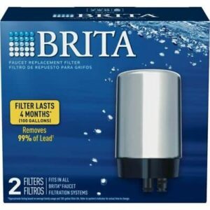 brita on tap water filtration system replacement filters for faucets - chrome - 2 count