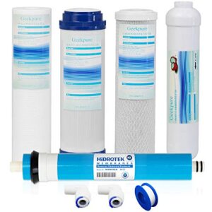 geekpure 5 stage reverse osmosis replacement filter set with 50 gpd membrane -standard 10 inch