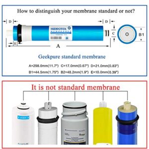 Geekpure 5 Stage Reverse Osmosis Replacement Filter Set with 50 GPD Membrane -Standard 10 Inch