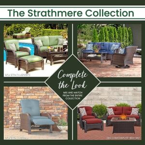 Hanover Strathmere 4-Piece Outdoor Patio Deep Seating Lounge Set with Sofa, 2 Swivel Chairs with Thick Foam Cushions, Four Accent Pillows and a Glass-Top Coffee Table