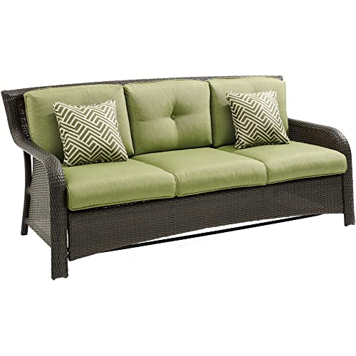 Hanover Strathmere 4-Piece Outdoor Patio Deep Seating Lounge Set with Sofa, 2 Swivel Chairs with Thick Foam Cushions, Four Accent Pillows and a Glass-Top Coffee Table