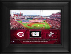 cincinnati reds framed 5" x 7" stadium collage with a piece of game-used baseball - mlb team plaques and collages