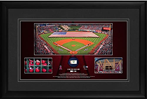 Los Angeles Angels Framed 10" x 18" Stadium Panoramic Collage with a Piece of Game-Used Baseball - Limited Edition of 500 - MLB Game Used Baseball Collages