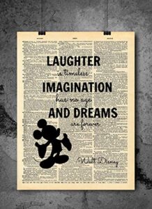 imagination laughter quote vintage dictionary art print 8x10 inch home vintage art abstract prints wall art for home decor wall decorations for living room bedroom office ready-to-frame