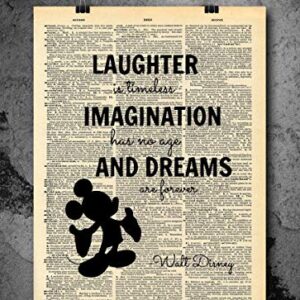 Imagination Laughter Quote Vintage Dictionary Art Print 8x10 inch Home Vintage Art Abstract Prints Wall Art for Home Decor Wall Decorations For Living Room Bedroom Office Ready-to-Frame