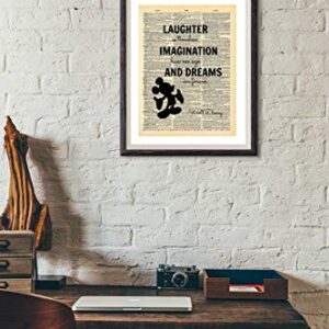 Imagination Laughter Quote Vintage Dictionary Art Print 8x10 inch Home Vintage Art Abstract Prints Wall Art for Home Decor Wall Decorations For Living Room Bedroom Office Ready-to-Frame