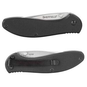 Sheffield 12164 Berda Assisted Open Knife, 3 Inch Blade EDC Knife, for Survival Gear, Self Defense, and More, G10 Handle, Partially Serrated
