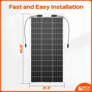 RICH SOLAR 100 Watt 12 Volt ETFE Flexible Monocrystalline Solar Panel for RV Boat Lightweight