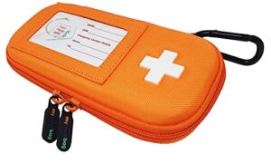 mymedibag double epipen holder | hardcase insulated epipen case | highly visible and noticeable epipen carrier bag in case of an emergency | bright orange epipen carry case insulated pouch