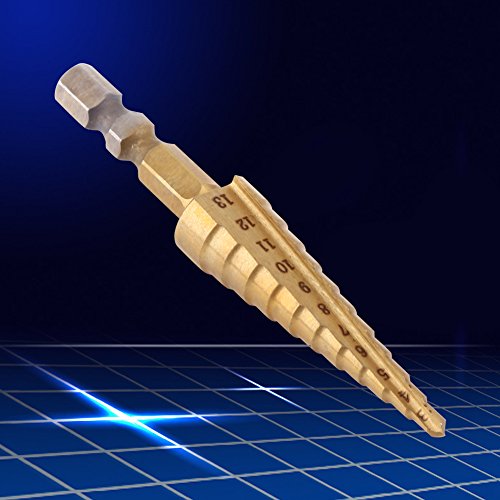 Akozon Step Drill, 1pc High Speed Steel Coated Step Drill Bit Cutter Hex Shank Power Tools 3-13mm, HSS Professional Pagoda Step Drill Bit Set Step Drill Bit Cone Drill Bit