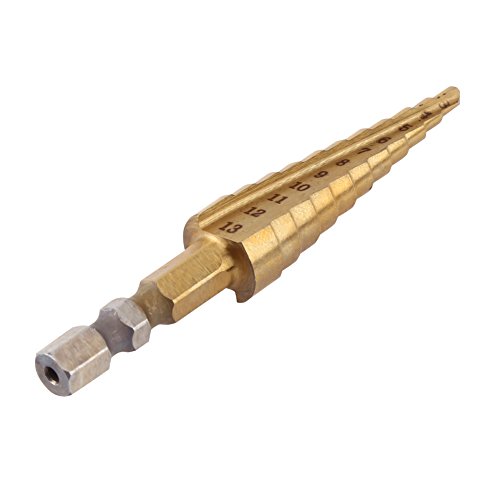 Akozon Step Drill, 1pc High Speed Steel Coated Step Drill Bit Cutter Hex Shank Power Tools 3-13mm, HSS Professional Pagoda Step Drill Bit Set Step Drill Bit Cone Drill Bit