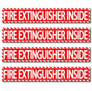 fire extinguisher inside sticker (4 pack) 1.5" x 9" decal sign self adhesive for trucks or equipment