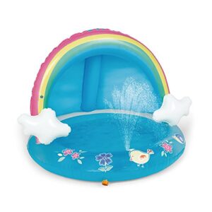 baby pool, rainbow splash pool with canopy, spray pool of 40 inches, water sprinkler for kids, for ages 1-3