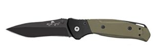 bear ops bear swipe iv, 3-1/4-inch black blade, 14c28n sandvik stainless steel, od green g10 handle, assisted opening with reversible pocket clip (a-400-b4-b)