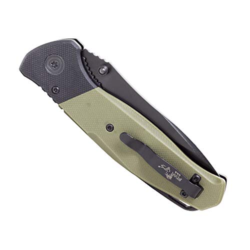 Bear OPS Bear Swipe IV, 3-1/4-inch Black Blade, 14C28N Sandvik Stainless Steel, OD Green G10 Handle, Assisted Opening with Reversible Pocket Clip (A-400-B4-B)