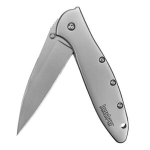 Custom Laser Engraved Kershaw Leek Knife 1660 Silver Handle with Silver Fine Edge Blade