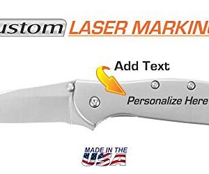 Custom Laser Engraved Kershaw Leek Knife 1660 Silver Handle with Silver Fine Edge Blade