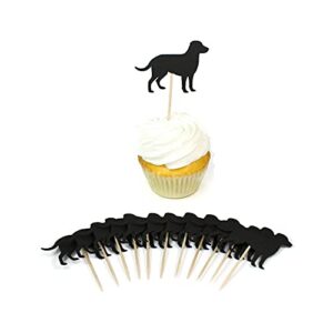 labrador retriever cupcake toppers | pack of 12 | black lab party decor | dog themed birthday cake topper