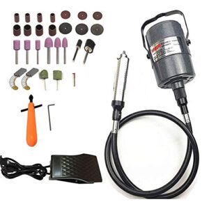 votoer flex shaft grinder carver rotary tool hanging carving multi-function metalworking tools, foot pedal control, 30pcs, for carving, buffing, drilling, polishing, sanding, cutting, cleaning