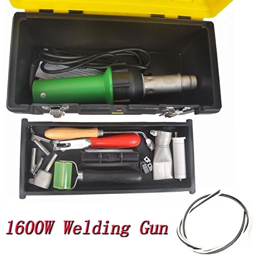 Go2Home 1600W Plastic Welder Kit Hot Air Welder Gun Complete Tool Set Hand Held Torch Welder Pistol with Flooring Butterfly Repair Welding Kit Carry Case