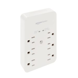 amazon basics 6 outlet rectangle wall-mount surge protector, 1080 joules
