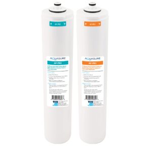 aquasure ‎‎premier series stage 1 sediment & stage 2 carbon block replacement water filter cartridge bundle af-pre12, for as-pr75/100 4-stage reverse osmosis ro under sink water filtration system