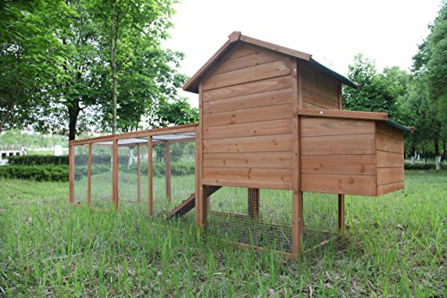 ECOLINEAR 120'' Chicken Coop w/Run Cage Outdoor Hen House for 2-6 Chickens Hutch Poultry Pet Wooden Coop Nest Box Garden Backyard