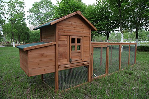 ECOLINEAR 120'' Chicken Coop w/Run Cage Outdoor Hen House for 2-6 Chickens Hutch Poultry Pet Wooden Coop Nest Box Garden Backyard