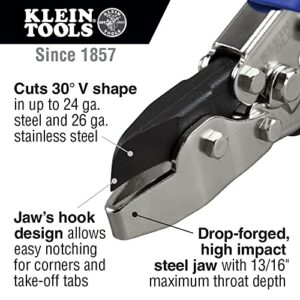 Klein Tools 86526 HVAC Tool V Notcher for Ductwork and Sheet Metal, Cuts 30-Degree V