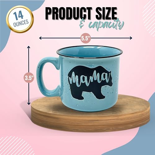 Mama Bear Coffee Mug for Mom, Mother, Women, Wife - Unique Fun Gifts for Her, Mother's Day, Christmas (Teal)