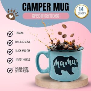 Mama Bear Coffee Mug for Mom, Mother, Women, Wife - Unique Fun Gifts for Her, Mother's Day, Christmas (Teal)