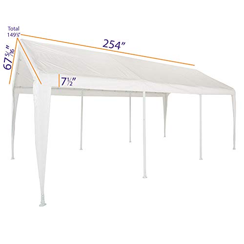Impact Canopy Replacement Top with Leg Skirts for 10X20 Carport Canopy, White