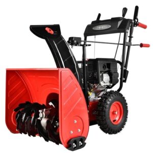 powersmart snow blower gas powered 26-inch 2-stage 212cc engine with electric starter, led headlight, self propelled snowblower ps26