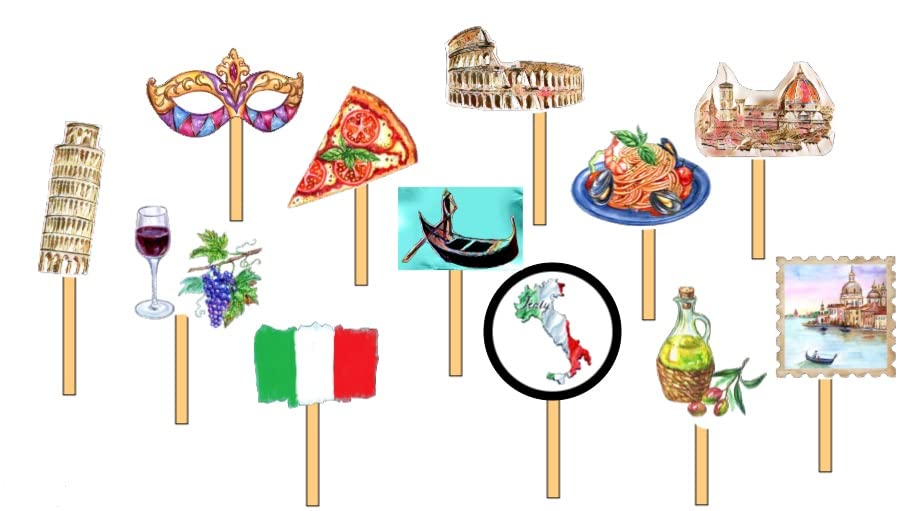 12 Italy Italian Theme Party Cupcake Toppers Picks