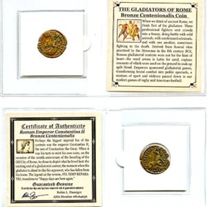 300 IT Roman Centenionalis Constantius II Gladiator Coin Mini Album,Story Card & Certificate 18mm Very Good