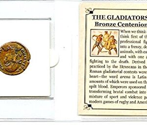 300 IT Roman Centenionalis Constantius II Gladiator Coin Mini Album,Story Card & Certificate 18mm Very Good