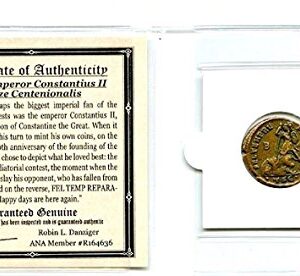 300 IT Roman Centenionalis Constantius II Gladiator Coin Mini Album,Story Card & Certificate 18mm Very Good
