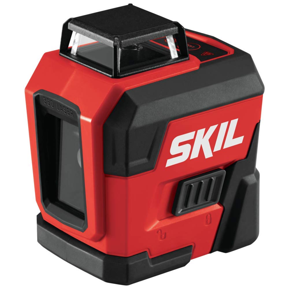 SKIL 65ft. 360° Red Self-Leveling Cross Line Laser Level with Horizontal and Vertical Lines Rechargeable Lithium Battery USB Charging Port, Compact Tripod & Carry Bag Included - LL932201