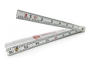 perfect measuring tape co. fr-72 carpenter's folding rule lightweight composite construction ruler (folding yard stick) with easy-read inch fractions - 6.5ft / 2m