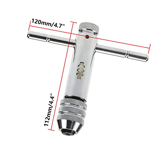 Rannb Ratchet Tap Wrench Adjustable T-Handle Tap Wrench Capacity Range M5-M12