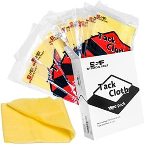 s&f stead & fast 15-pack painters tack cloth for painting, professional sticky tack cloth for woodworking, automotive, metal, sanding, dusting, staining, premium tac cloths/tack rag set, 18"x36"